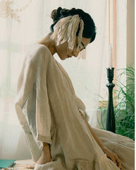 Beverly Linen Cotton Long Sleeve Maxi Dress