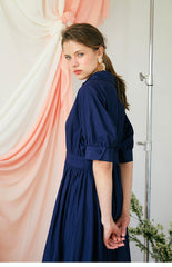 Elegant A-line Linen Midi Dress with Button-Front and Defined Waist for Flattering Fit