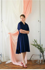 Elegant A-line Linen Midi Dress with Button-Front and Defined Waist for Flattering Fit