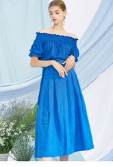 High-Waisted A-Line Linen Skirt for Women with Belted Waist and Flowing Midi Silhouette