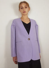 Minimalist Linen Blazer for Women with Single Button Closure and Soft-Structured Tailoring Design