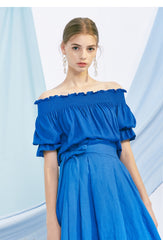 High-Waisted A-Line Linen Skirt for Women with Belted Waist and Flowing Midi Silhouette