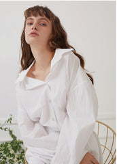 Linen Midi Skirt with Front Slit and Soft Elastic Waistband