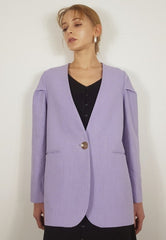 Minimalist Linen Blazer for Women with Single Button Closure and Soft-Structured Tailoring Design