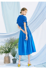 High-Waisted A-Line Linen Skirt for Women with Belted Waist and Flowing Midi Silhouette