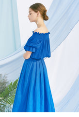 High-Waisted A-Line Linen Skirt for Women with Belted Waist and Flowing Midi Silhouette
