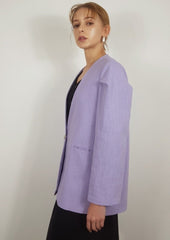 Minimalist Linen Blazer for Women with Single Button Closure and Soft-Structured Tailoring Design