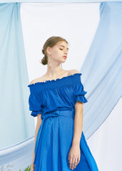 High-Waisted A-Line Linen Skirt for Women with Belted Waist and Flowing Midi Silhouette