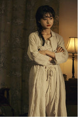 Marie Linen Cotton Long Sleeve Maxi Dress