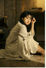 Marie Linen Cotton Long Sleeve Maxi Dress