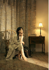 Marie Linen Cotton Long Sleeve Maxi Dress