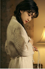 Marie Linen Cotton Long Sleeve Maxi Dress