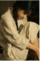 Marie Linen Cotton Long Sleeve Maxi Dress