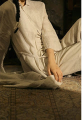 Marie Linen Cotton Long Sleeve Maxi Dress