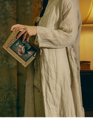 Marie Linen Cotton Long Sleeve Maxi Dress