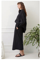 Relaxed-Fit Linen Shirt With Spread Collar and Button Front Closure