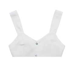 Sleeveless Button Front Linen Top for Women with Back Tie and Soft V-Neckline