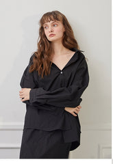 High-Waisted Linen Skirt with Front Slit and Elasticated Waistband