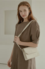 Elegant Puff Sleeve Midi Linen Dress with Back Tie Detail and Minimalist Silhouette