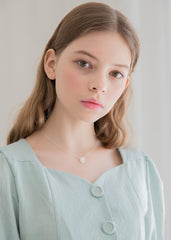 Linen Peplum Blouse for Women with Puff Sleeves and Square Neckline for a Soft Feminine Silhouette