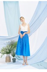 Sleeveless Button Front Linen Top for Women with Back Tie and Soft V-Neckline