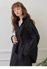 High-Waisted Linen Skirt with Front Slit and Elasticated Waistband