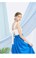 Sleeveless Button Front Linen Top for Women with Back Tie and Soft V-Neckline