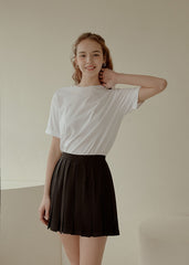 High-Waisted Pleated Linen Mini Skirt With Flared Silhouette and Tailored Waistband Finish