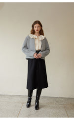 Elegant High-Waisted A-Line Linen Skirt with Asymmetric Hem and Invisible Back Zipper