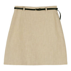 A-line Linen Skirt with Belt Detail – Premium Linen Fabric for Women