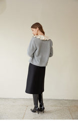 Elegant High-Waisted A-Line Linen Skirt with Asymmetric Hem and Invisible Back Zipper