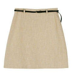 A-line Linen Skirt with Belt Detail – Premium Linen Fabric for Women