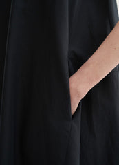 Sleeveless A-Line Linen Dress with V-Neckline and Flowing Mid-Calf Hem