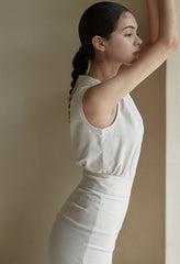 High-Waisted Tailored Linen Skirt with Sleek Midi Silhouette for Refined Everyday Elegance