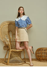 A-line Linen Skirt with Belt Detail – Premium Linen Fabric for Women