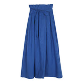 High-Waisted A-Line Linen Skirt with Belted Waist and Pleated Detail for Effortless Elegance