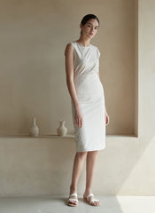 High-Waisted Tailored Linen Skirt with Sleek Midi Silhouette for Refined Everyday Elegance