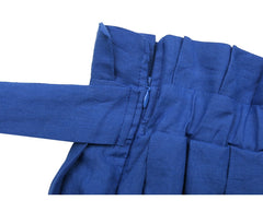 High-Waisted A-Line Linen Skirt with Belted Waist and Pleated Detail for Effortless Elegance