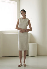 High-Waisted Tailored Linen Skirt with Sleek Midi Silhouette for Refined Everyday Elegance