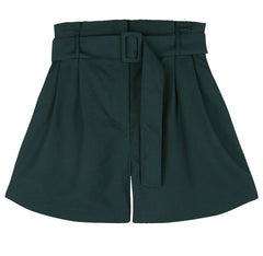 High-Waisted Linen Shorts With Tailored Pleats and Belted Waist