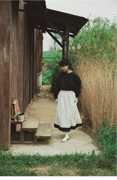 Falda larga de lino y algodón