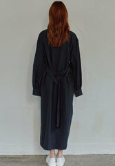 Relaxed Fit Linen Shirt Dress with Button Front and Long Sleeves