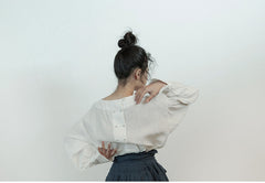 Alisha Linen Cotton Bishop Long Sleeve Shirt