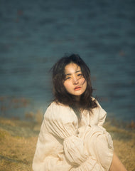 Laura Linen Cotton Square Neck Marie Sleeve Maxi Shirt Dress