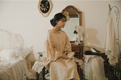 Vestido largo holgado de lino y algodón Tina