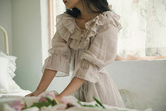 Corinne Linen Cotton Off Shoulder Ruffle Maxi Dress