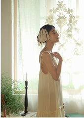 Vestido lencero largo escalonado de lino y algodón Lillian