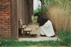 Falda larga de lino y algodón