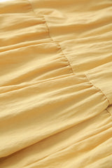 Tiered Linen Mini Dress with Puff Sleeves and Square Neckline for Effortless Summer Style