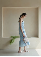 Sleeveless Cotton Dress with Tiered Ruffles and Relaxed Midi Silhouette, Lightweight Summer Fabric